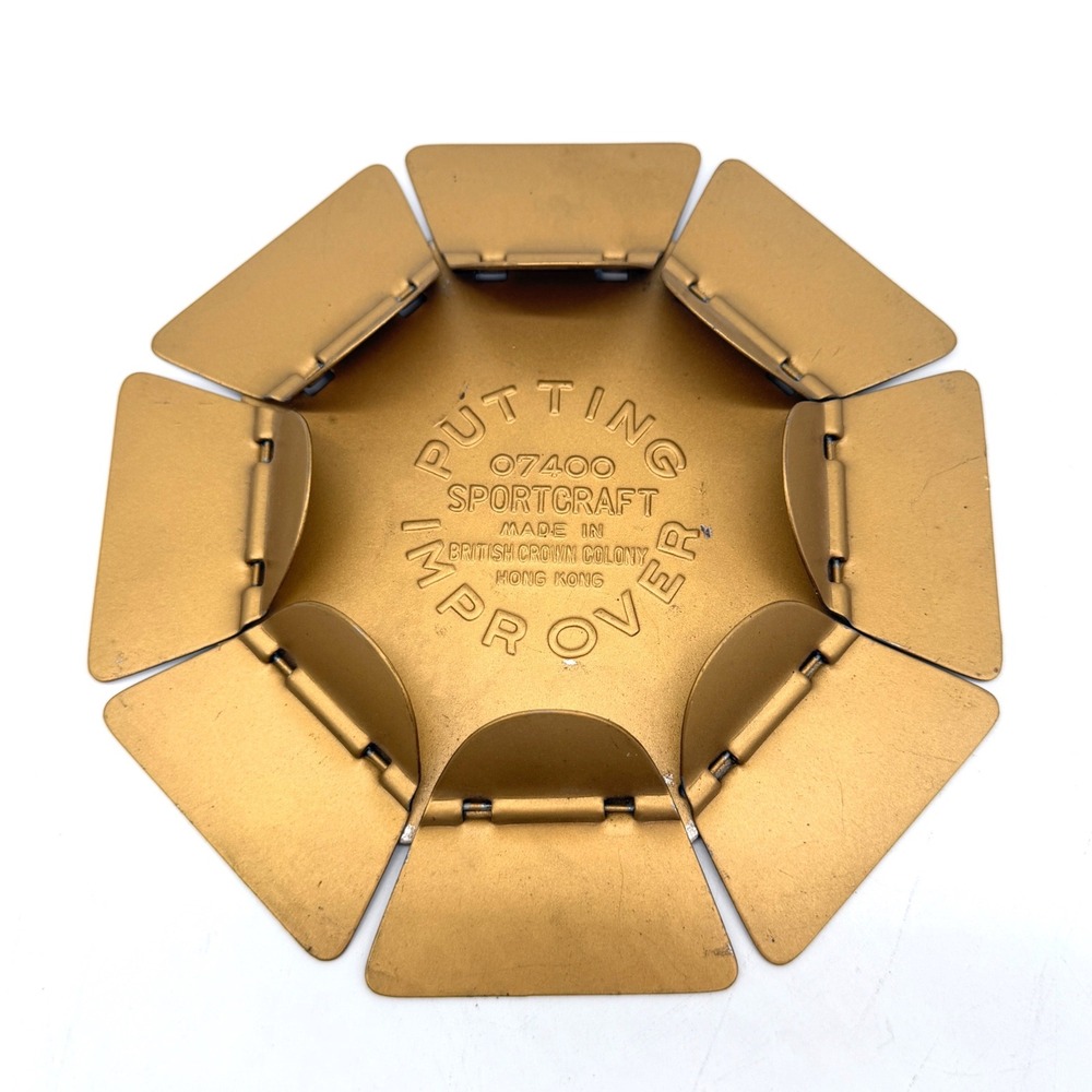 Vintage Sportcraft Putting Improver 07400 Gold Metal Golf Practice Cup Hong Kong